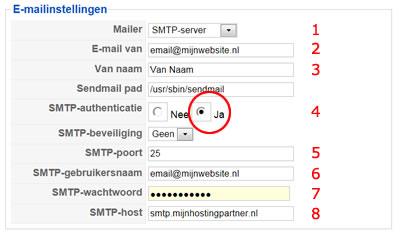 Configure e-mail for Joomla